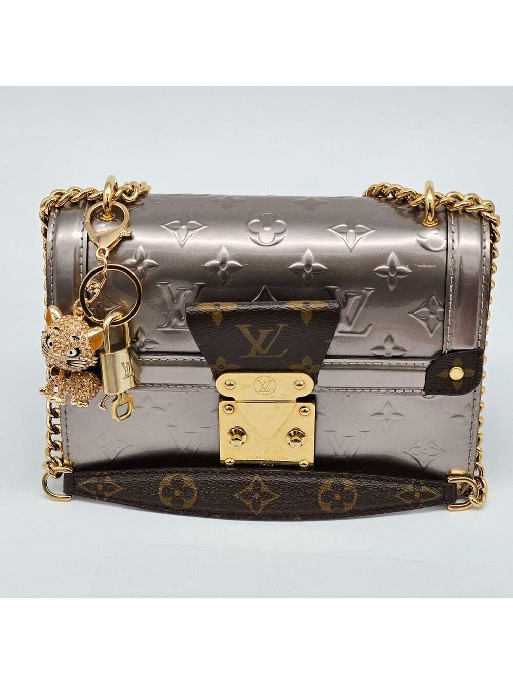 Authentic LV Gold Padlock & Key 🔑 Bag Charm / Unbranded Cat Keychain Combo